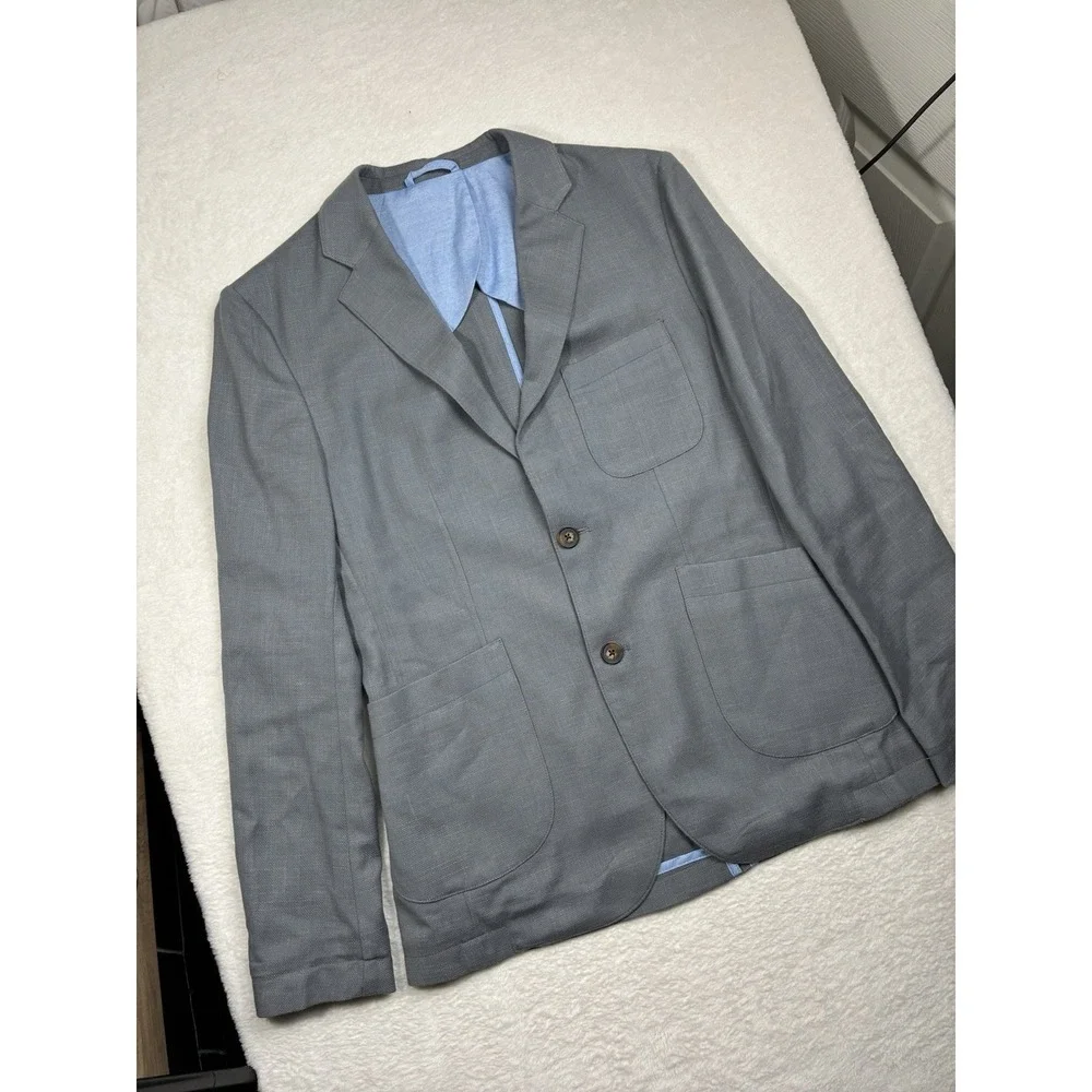 Taylor Stitch Size 36 Gray Wool Linen Unstructured Mens Blazer Jacket Sport Coat